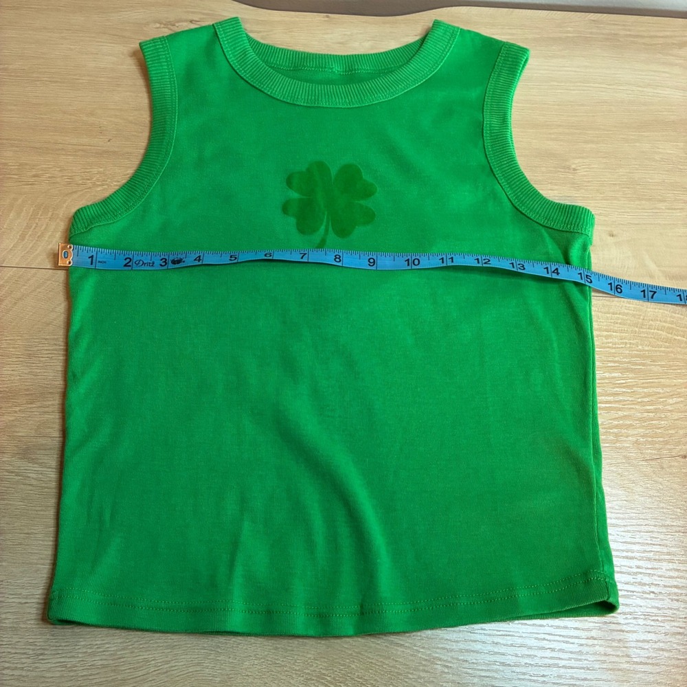 Vinyl Icons Green Four Leaf Clover Ribbed Tank Top Womens Medium St Patricks Day - Picture 4 of 5